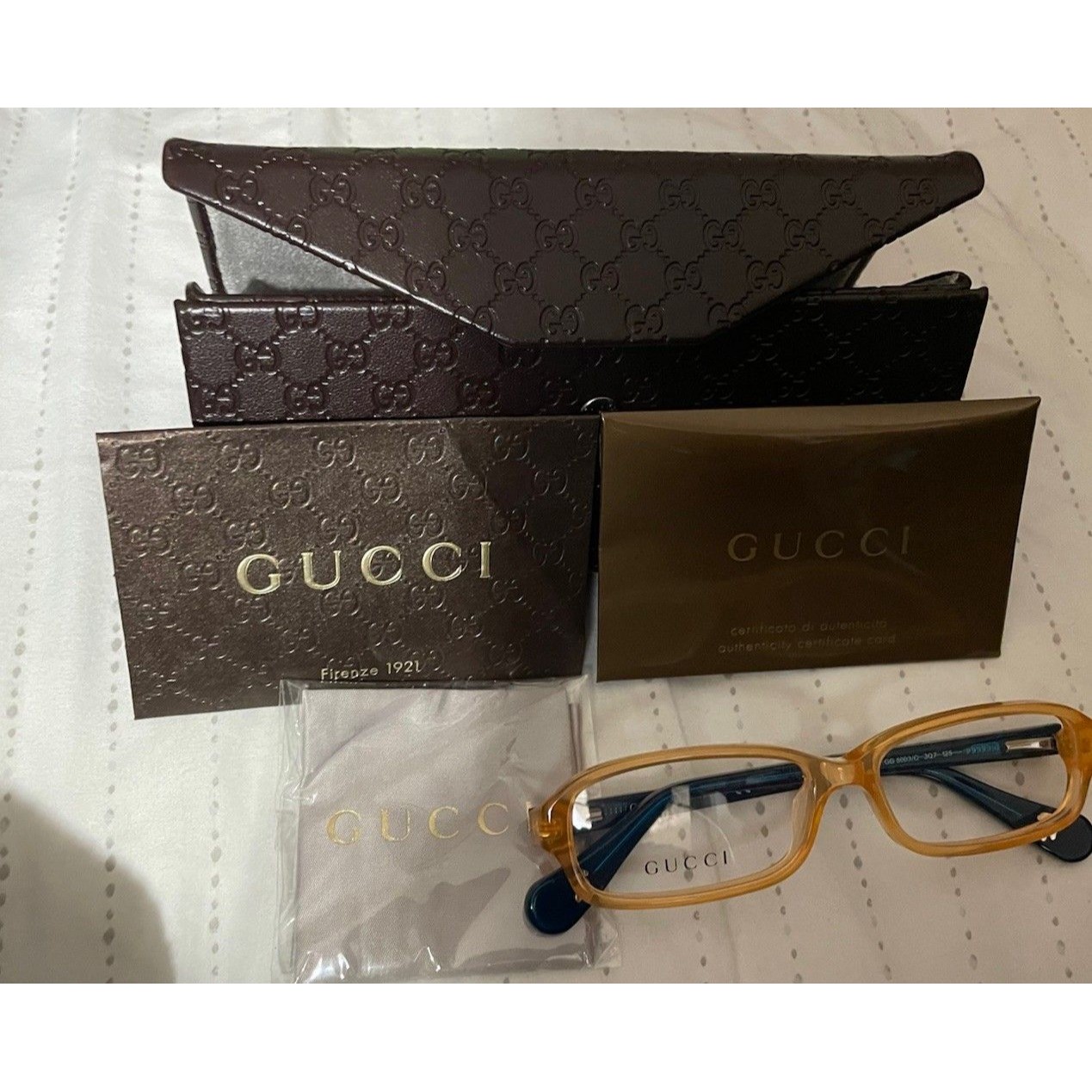 Gucci Gg5003/C 3q7 125 Orange Blue Rectangular Plastic Eyeglass Frames Full Rim